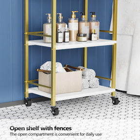 OmySalon Wooden Rolling Utility Esthetician Trolley Cart w/Wheels & Drawer
