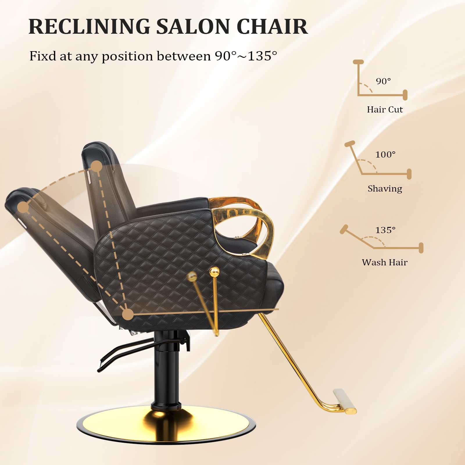 OmySalon SC3601 All Purpose Heavy Duty Hydraulic Reclining Salon Chair w/Headrest