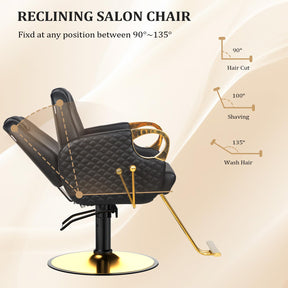 OmySalon SC3601 All Purpose Heavy Duty Hydraulic Reclining Salon Chair w/Headrest