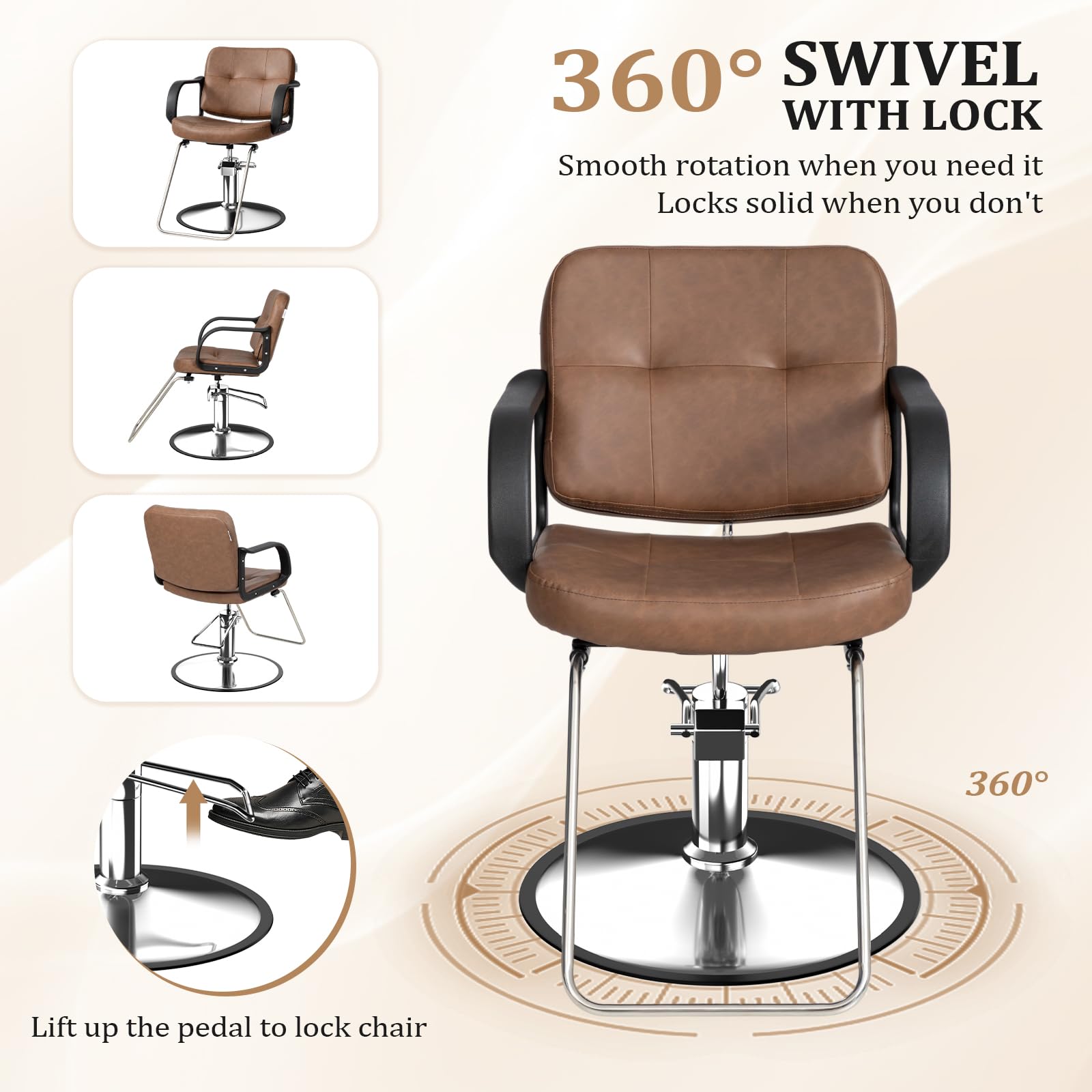 OmySalon SC1601 Hydraulic Adjustable Height 360° Swivel Styling Chair