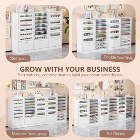 OmySalon Floor-Standing Nail Polish & Powder Organizer Cabinet with Drawers