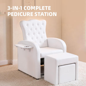 OmySalon PCE-BD 3-in-1 Plumbless Electric Pedicure Chair With Technician Stool Footrest And Adjustable Backrest