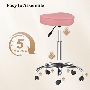 OmySalon 360° Swivel Heart-Shaped Hydraulic Rolling Salon Stool with Wheels