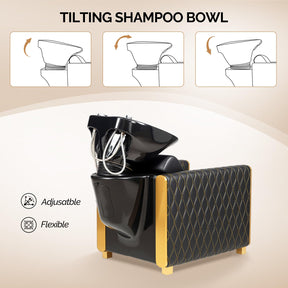 OmySalon BU2701 Salon Shampoo Backwash Chair with Tilting Porcelain Bowl
