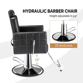 OmySalon All Purpose Heavy Duty Hydraulic Reclining Barber Chair 360 Degree Swivel Salon Chair Black/Camel
