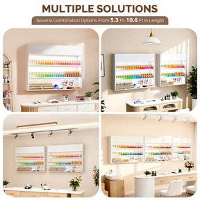 OmySalon 3-Tier Wall Mount LED Wooden Nail Polish Organizer Shelf with USB Touch Control