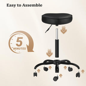 OmySalon 360° Swivel Heart-Shaped Hydraulic Rolling Salon Stool with Wheels