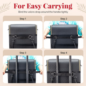 OmySalon 4-in-1 Portable Lockable Rolling Makeup Train Case with 4 Top Trays & 1 Deep Drawer