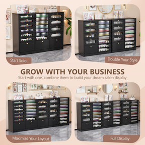 OmySalon Floor-Standing Nail Polish & Powder Organizer Cabinet with Drawers