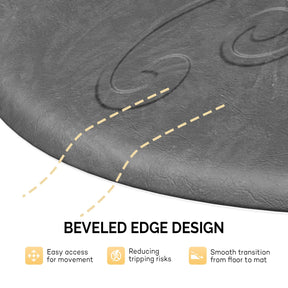 OmySalon 3'x5' Semi-Circle 3D Embossed Anti-Fatigue Salon Mat with Round Cutout 5/8" Thick