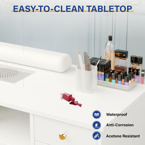 OmySalon MT-FORMED Nail Manicure Table w/Electric Dust Collector & Wrist Rest