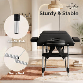 OmySalon FA-MB 84in Portable Height-Adjustable Physical Therapy Massage Table with Aluminum Frame, Face Cradle & Carrying Bag