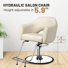 OmySalon SC3001 Modern Heavy Duty Hydraulic Swivel Hair Stylist Salon Chair w/Thickened Curved Backrest