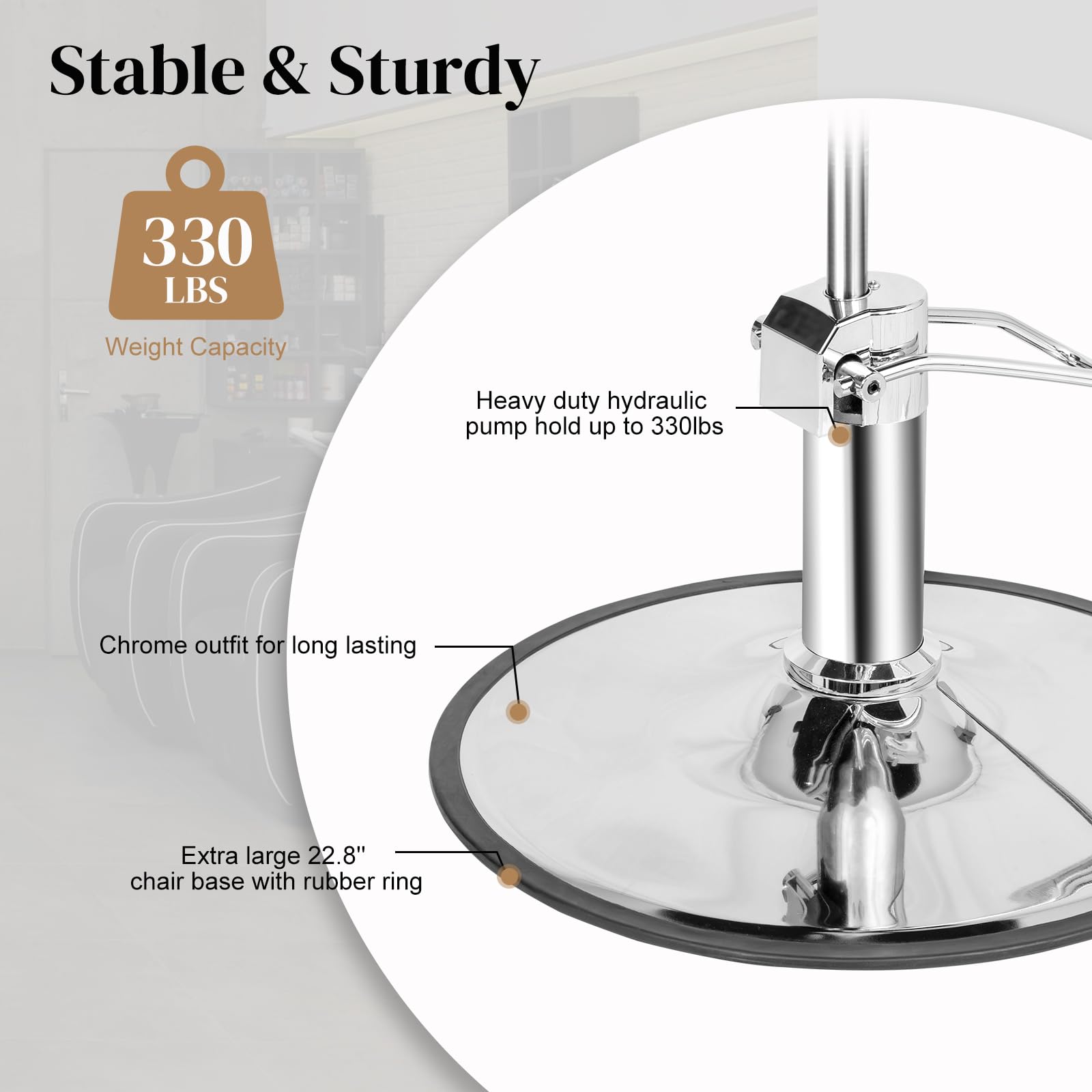 OmySalon SC2311 All Purpose 360° Swivel Hydraulic Reclining Salon Chair w/Headrest