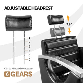 OmySalon SC2611 All Purpose Heavy Duty Hydraulic Reclining Hair Salon Chair w/Headrest and Stainless Steel Armrest