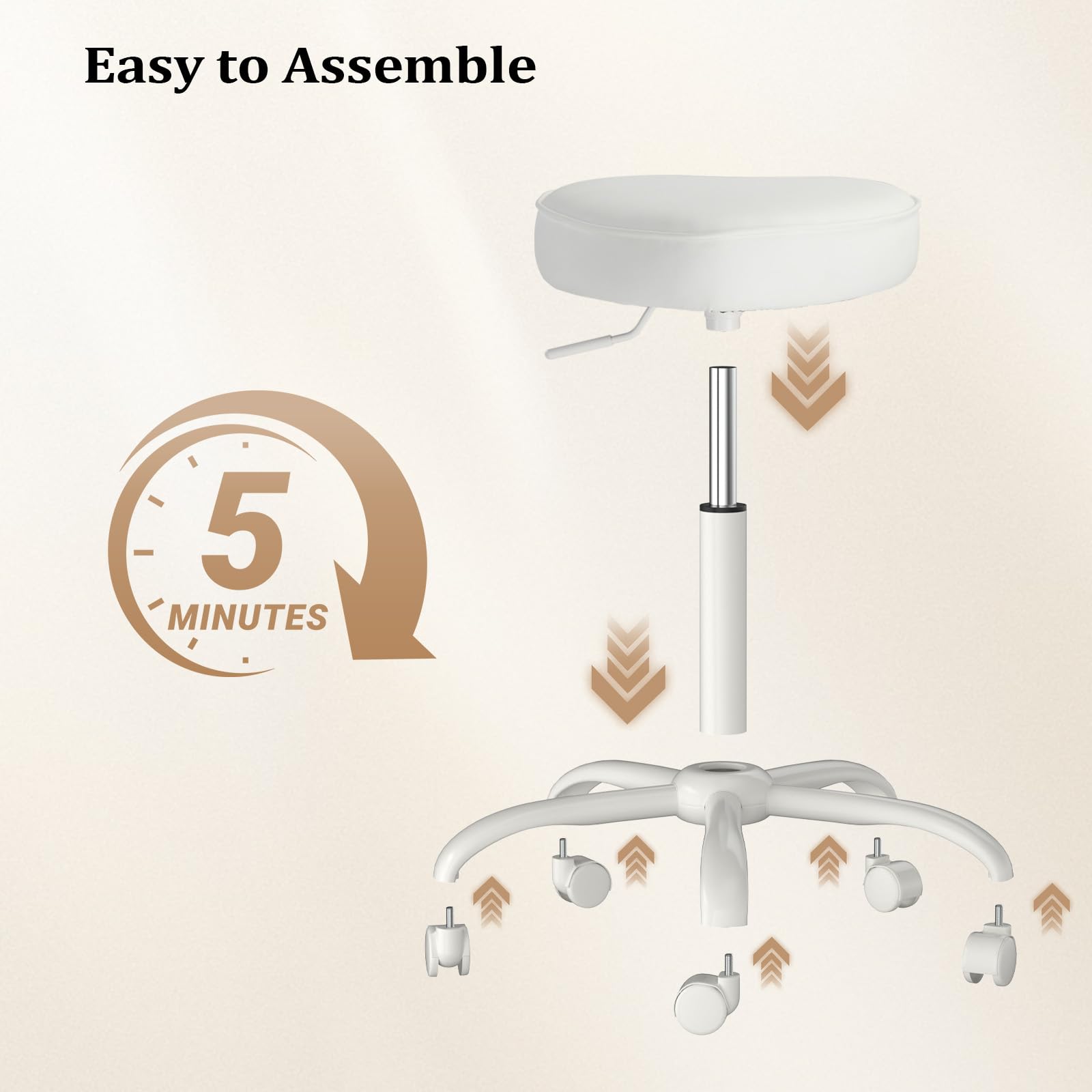 OmySalon 360° Swivel Heart-Shaped Hydraulic Rolling Salon Stool with Wheels