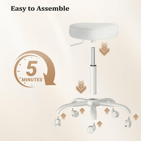 OmySalon 360° Swivel Heart-Shaped Hydraulic Rolling Salon Stool with Wheels
