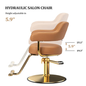 OmySalon SC3301 Heavy-Duty Hydraulic Styling Chair with Open Back & Gold Footrest