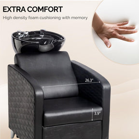 OmySalon BU1411 Salon Shampoo Bowl and Chair Backwash Unit with Tilting Porcelain Bowl