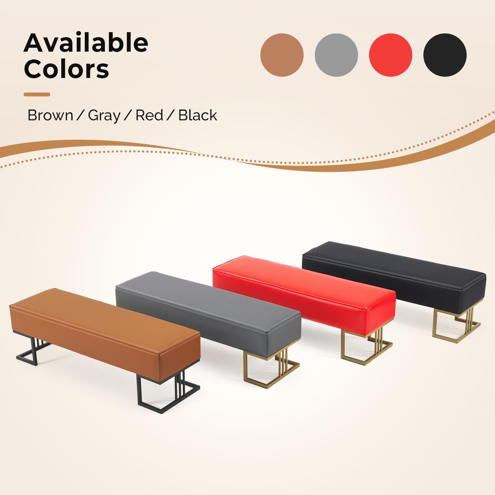 OmySalon WRB1402 55.1in Faux Leather Waiting Room Reception Bench Chair
