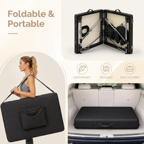 OmySalon FA-MB 84in Portable Height-Adjustable Physical Therapy Massage Table with Aluminum Frame, Face Cradle & Carrying Bag