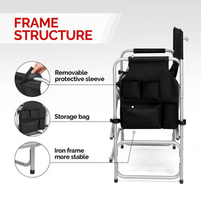 OmySalon 26in Folding Director Chair Makeup Artist Chair with Side Table