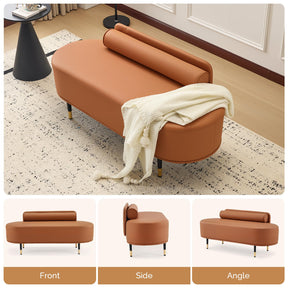 OmySalon WRB1601 53.5in Faux Leather Waiting Room Reception Bench Chair with Low Back