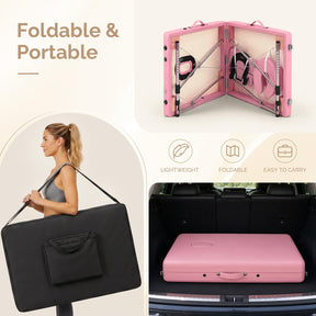 OmySalon FA-MB 84in Portable Height-Adjustable Physical Therapy Massage Table with Aluminum Frame, Face Cradle & Carrying Bag