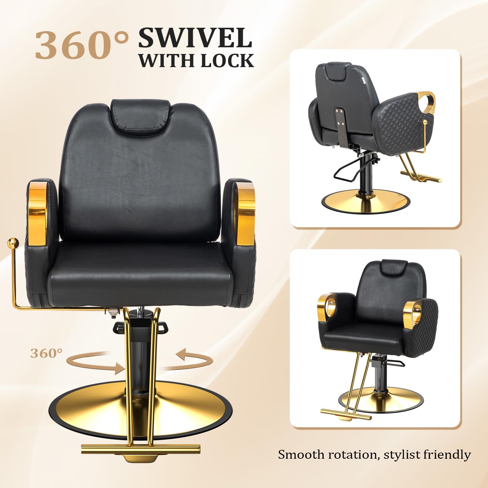 OmySalon SC3601 All Purpose Heavy Duty Hydraulic Reclining Salon Chair w/Headrest