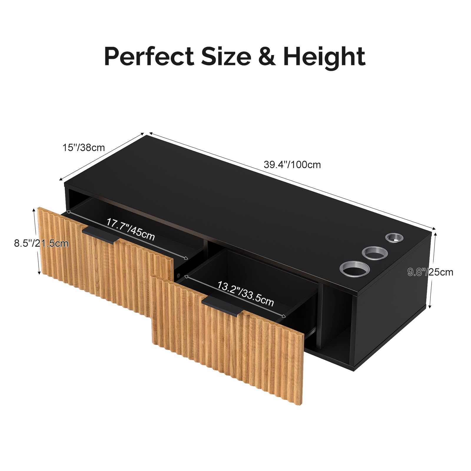 OmySalon WMSCTD Modern Retro Wall Mount Salon Styling Station with 2 Drawers 3 Heat-Resistant Tool Holders