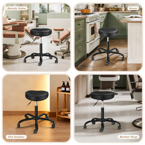 OmySalon 360° Swivel Heart-Shaped Hydraulic Rolling Salon Stool with Wheels