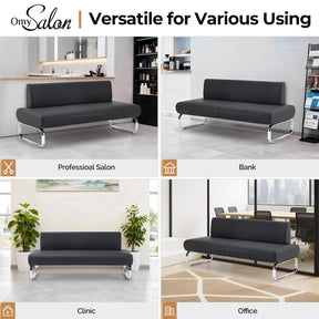 OmySalon WRB2001 Modern 59in Faux Leather Waiting Room Reception Bench Chair with Backrest