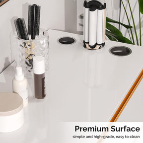 OmySalon HSCSM Salon Styling Storage Station w/Square Mirror & 3 Drawers 3 Hair Dryer Holders
