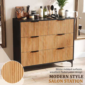 OmySalon WSCTD Modern Retro Salon Styling Station with 4 Drawers & 3 Tool Holders