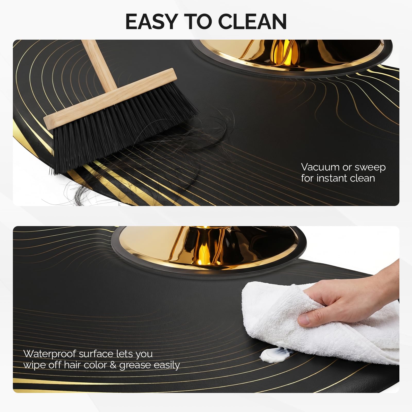 OmySalon 3' x 5' Semi-Circle Anti-Fatigue Salon Mat with Round Cutout 5/8" Thick