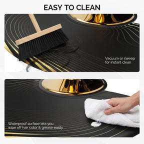 OmySalon 3' x 5' Semi-Circle Anti-Fatigue Salon Mat with Round Cutout 5/8" Thick