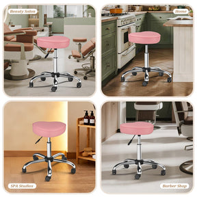 OmySalon 360° Swivel Heart-Shaped Hydraulic Rolling Salon Stool with Wheels