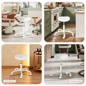 OmySalon 360° Swivel Heart-Shaped Hydraulic Rolling Salon Stool with Wheels