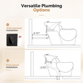 OmySalon BU2901 Salon Shampoo Bowl and Chair Backwash Unit with Tilting Ceramic Sink