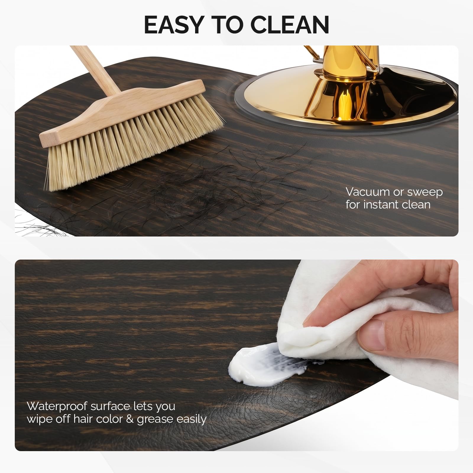 OmySalon 3' x 5' Semi-Circle Anti-Fatigue Salon Mat with Round Cutout 5/8" Thick