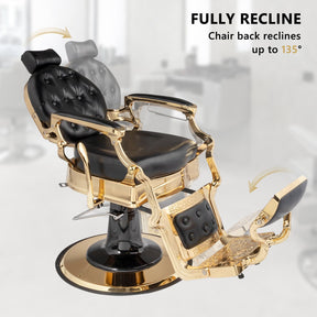 OmySalon BC1601 Vintage Style Heavy Duty Hydraulic Recline Barber Chair