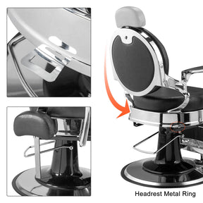 OmySalon PH439 Vintage Style Heavy Duty Hydraulic Recline Barber Chair