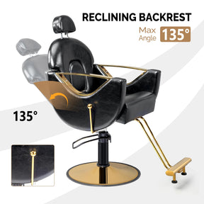 OmySalon SC2101 All Purpose Heavy Duty Reclining Hair Salon Chair w/Headrest