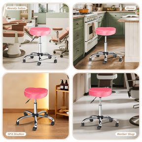 OmySalon 360° Swivel Heart-Shaped Hydraulic Rolling Salon Stool with Wheels