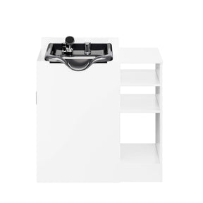 Omysalon HWCOC Salon Wet Cabinet Station with Shampoo Bowl & Adjustable Shelves & Sprayer Faucet