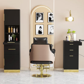 OmySalon SCWS Modern Style Salon Styling Storage Station with 3 Drawers 1 Cabinet 3 Hair Dryer Holders