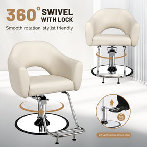 OmySalon SC3001 Modern Heavy Duty Hydraulic Swivel Hair Stylist Salon Chair w/Thickened Curved Backrest