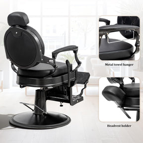 OmySalon BC1604 Retro Heavy Duty Hydraulic Recline Barber Chair