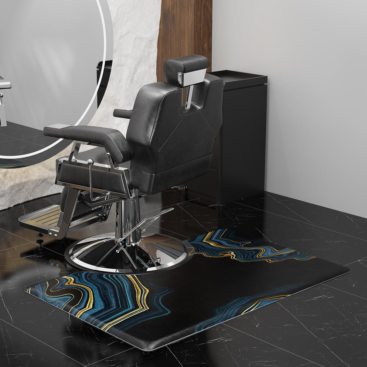 OmySalon Rectangle Salon Anti Fatigue Mat for Round Base Hair Stylist