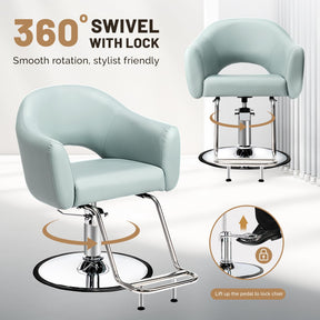 OmySalon SC3001 Modern Heavy Duty Hydraulic Swivel Hair Stylist Salon Chair w/Thickened Curved Backrest